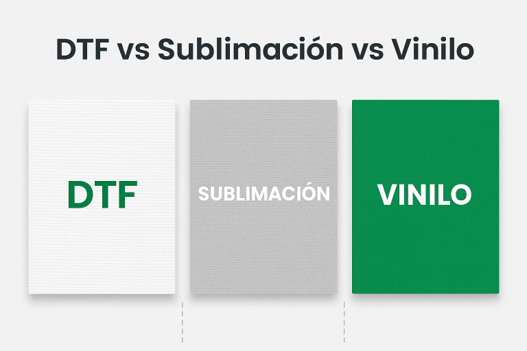 DTF vs Sublimación vs Vinilo: ¿cuál es mejor para tus prendas?